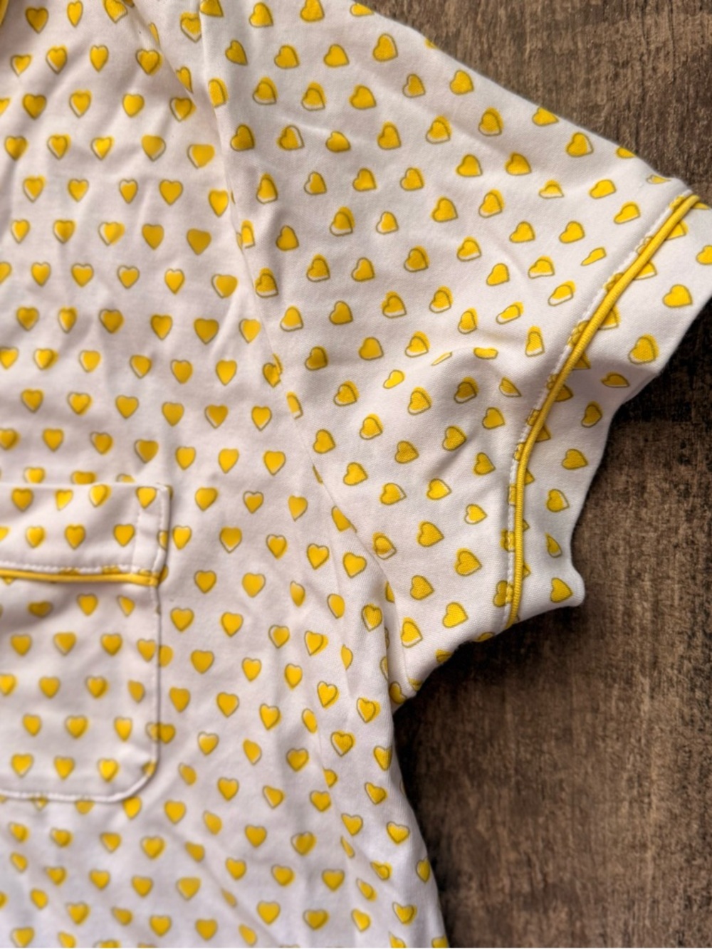 Roller Rabbit Yellow Hearts Polo pajama shorts set 100% Pima cotton womens large - Picture 3 of 6